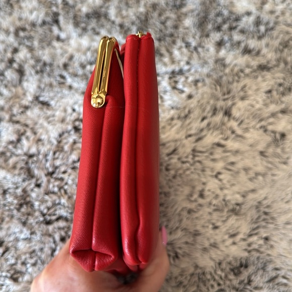 NWOT Forever Young Clutch Wallet Red with Gold Hardware Snap & Zip 2 Pockets - Picture 4 of 10